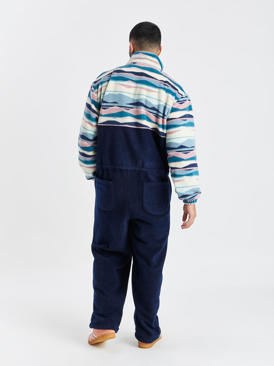 The fluffy fleece features two back pockets to add to the boilersuit look.