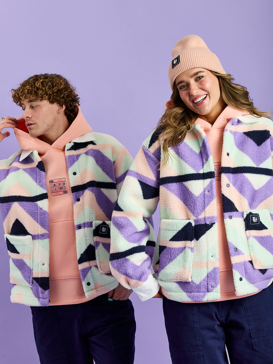 Beau Retro Pattern Sherpa Fleece Shirt