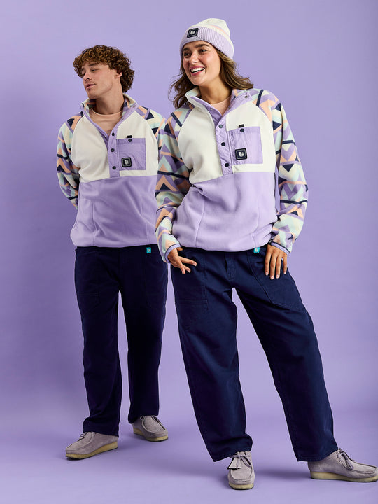 Sutton Retro Pattern Popper Neck Fleece