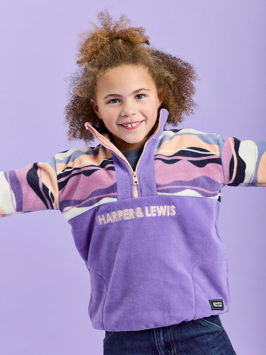 Kids Bodie Retro Pattern 1/4 Zip Fleece