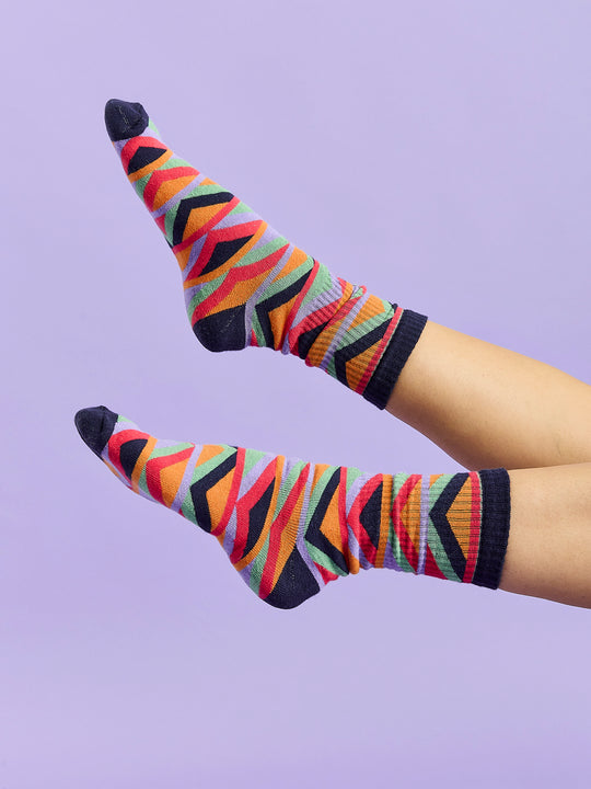 Raver Retro Pattern Socks