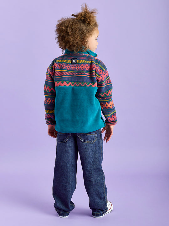 Fleece mit 1/4-Reißverschluss und Retro-Muster fŸr Kinder, Sloan
