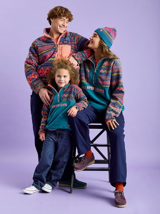 Fleece mit 1/4-Reißverschluss und Retro-Muster fŸr Kinder, Sloan
