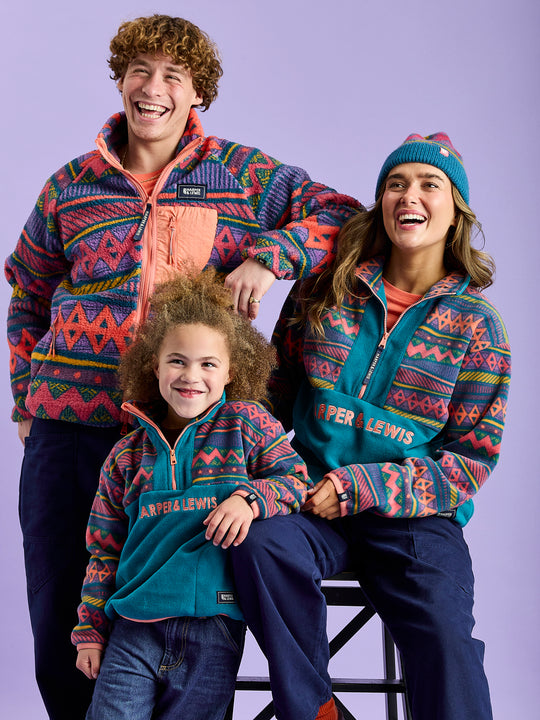 Fleece mit 1/4-Reißverschluss und Retro-Muster fŸr Kinder, Sloan
