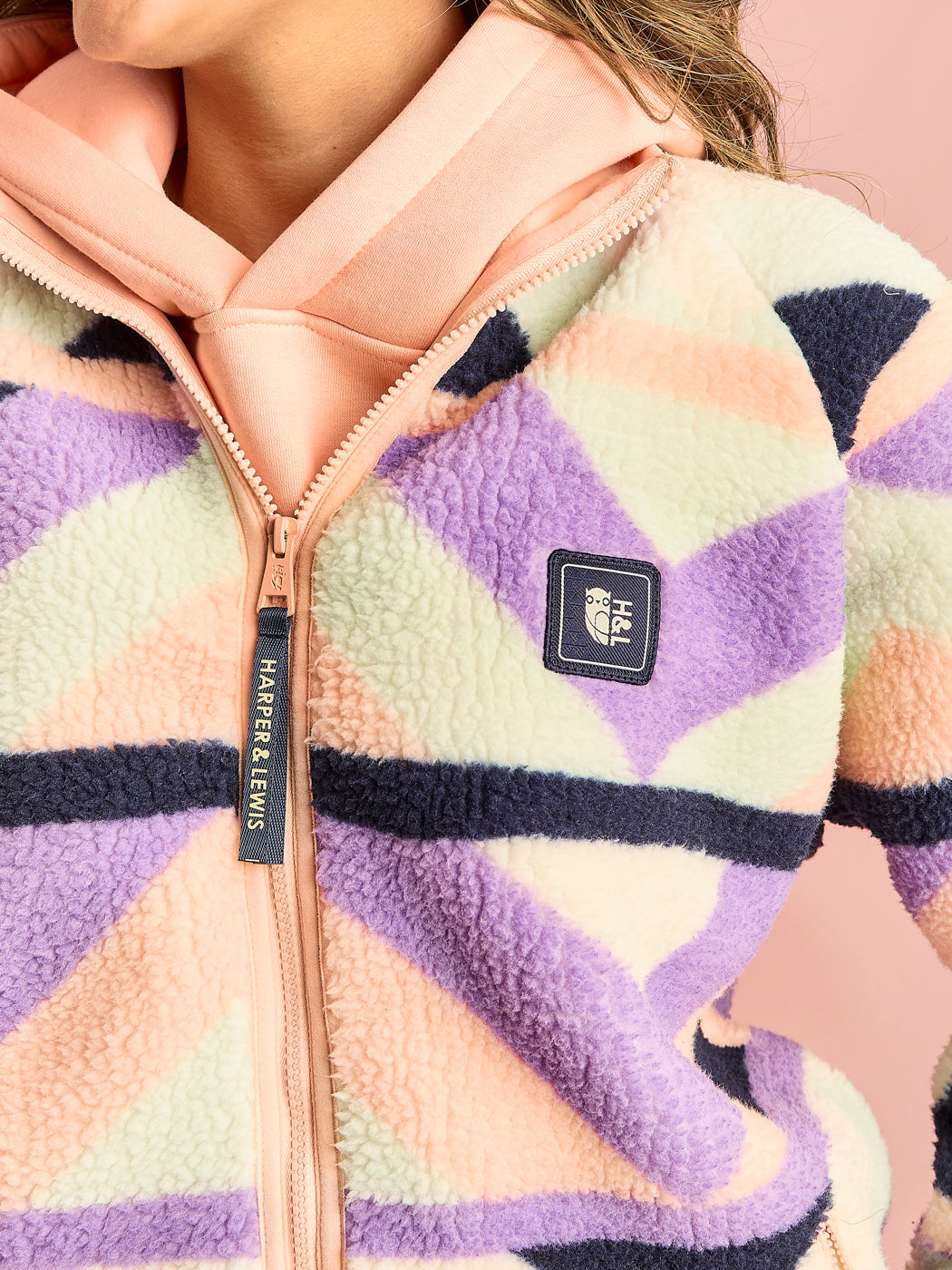 Austin Retro Pattern Full Zip Sherpa Fleece