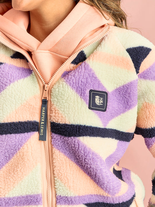 Austin Retro Pattern Full Zip Sherpa Fleece