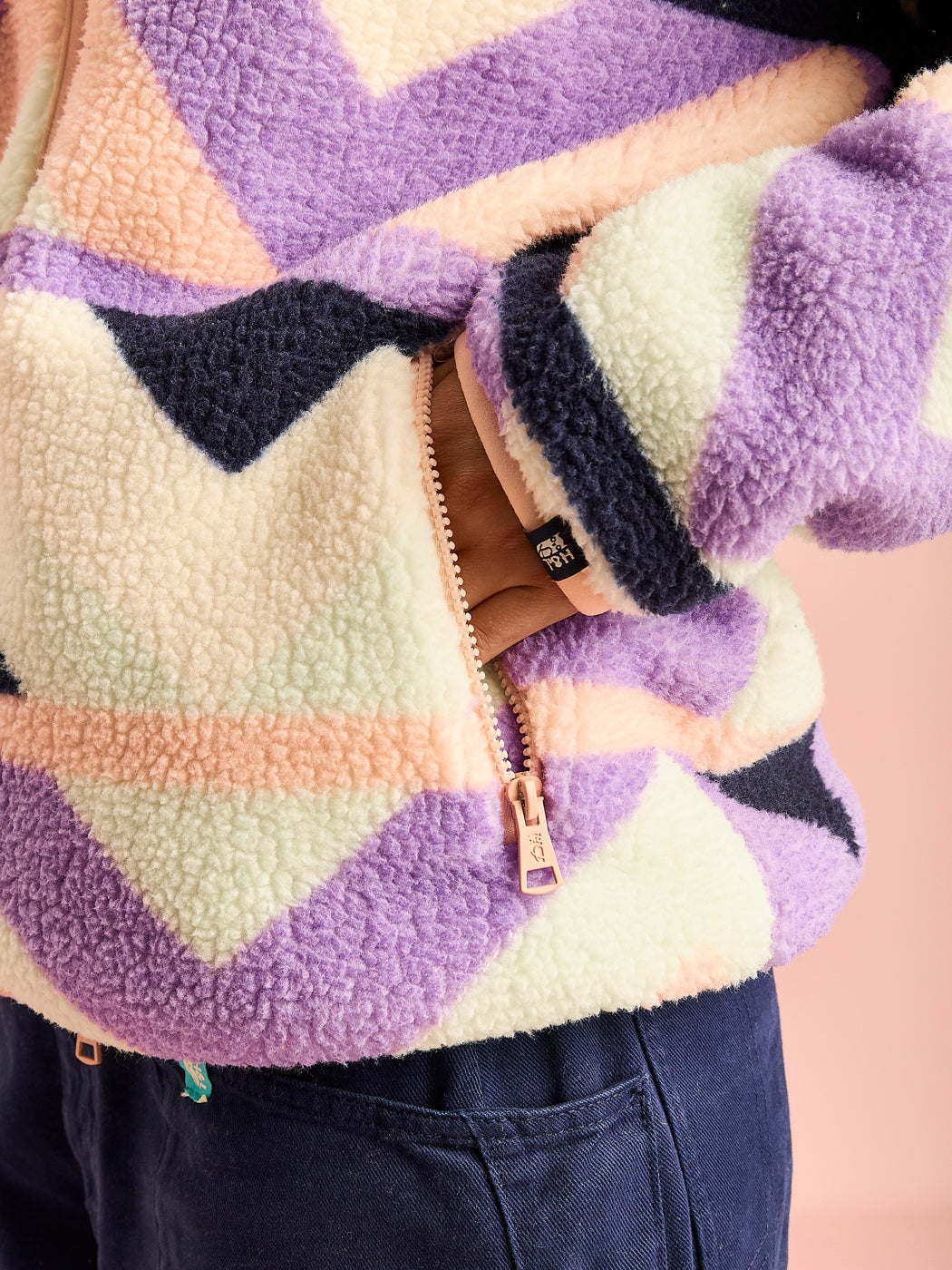 Austin Retro Pattern Full Zip Sherpa Fleece