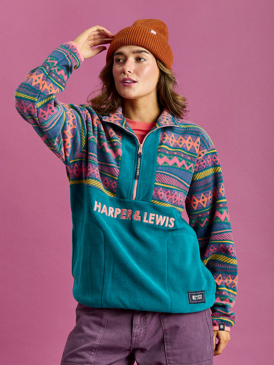 Bodie Retro Pattern 1/4 Zip Fleece