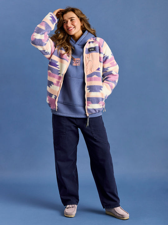 Finn Retro Pattern Full Zip Sherpa Fleece