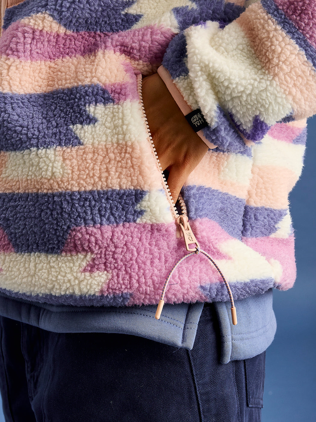 Finn Retro Pattern Full Zip Sherpa Fleece