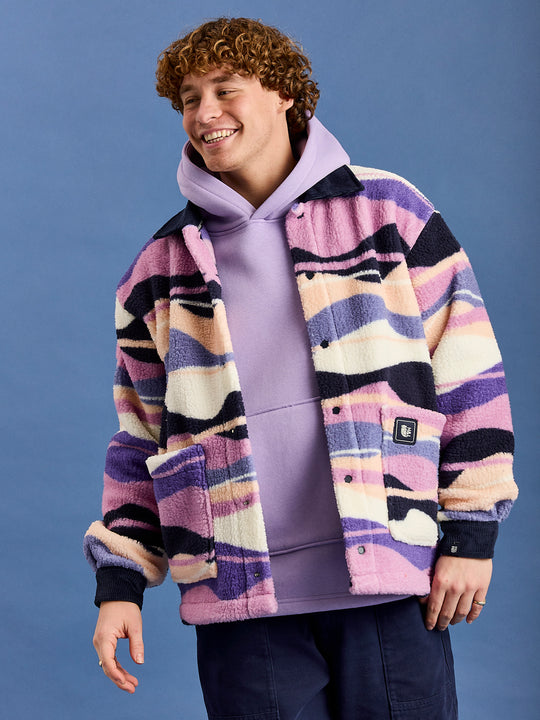 Beau Retro Pattern Sherpa Fleece Shirt