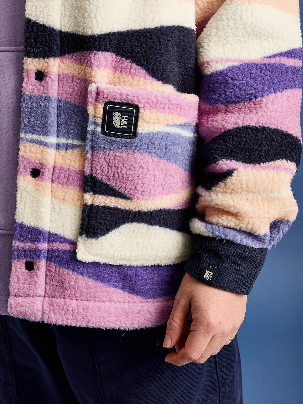 Beau Retro Pattern Sherpa Fleece Shirt