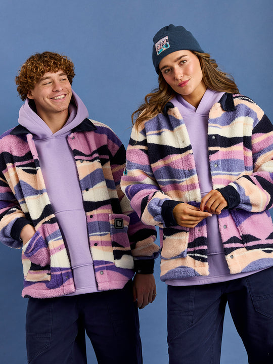 Beau Retro Pattern Sherpa Fleece Shirt