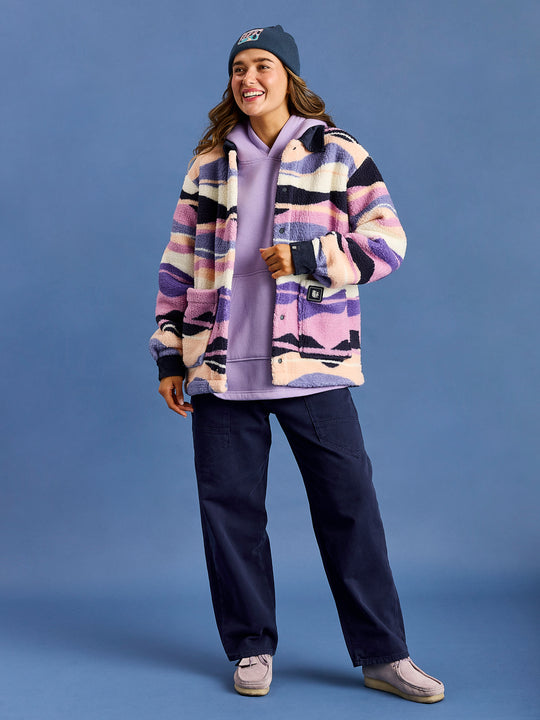 Beau Retro Pattern Sherpa Fleece Shirt