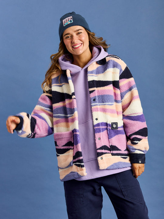Beau Retro Pattern Sherpa Fleece Shirt