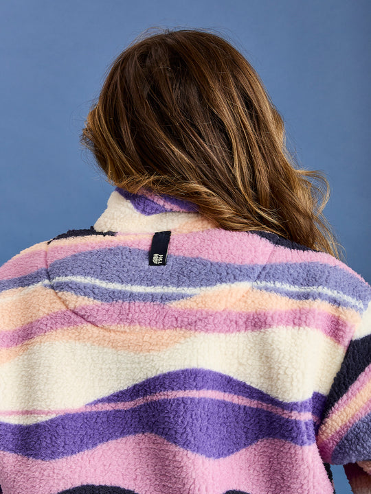 Lana Retro Pattern Cropped Sherpa Fleece Jacket