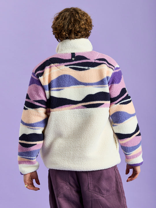 Leyna Sherpa-Fleece mit 1/4-Reißverschluss im Retro-Muster