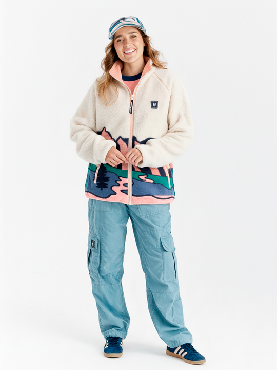 Emerson Retro Pattern Full Zip Sherpa Fleece