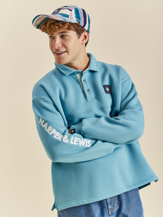 Oversized fit and a released hem adds to the classic rugby sweatshirt look.