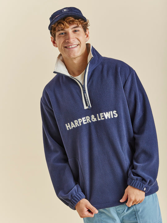 Harper & Lewis Ocean 1/4 Zip fleece in our classic Navy and subtle embroidery on the chest.