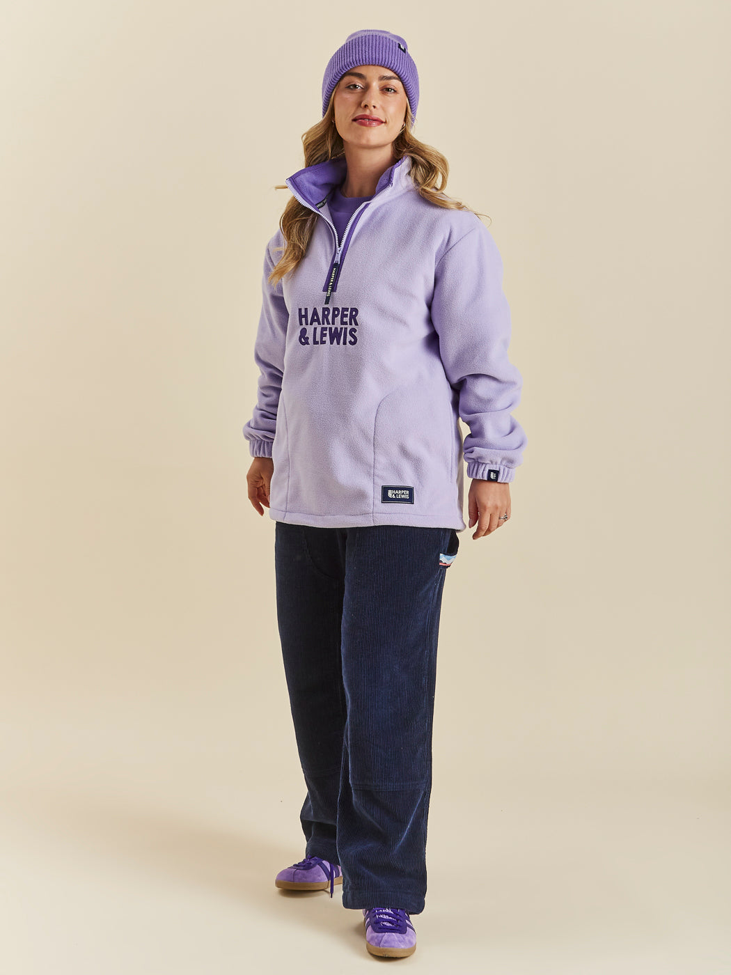 Womens Lavender fleece, Harper & Lewis branded badge featuring our classic logo.