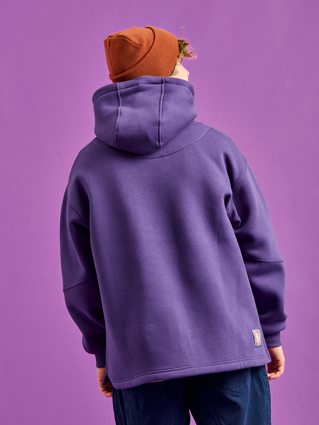 Back shot of the unisex Indiana Hoodie in purple.