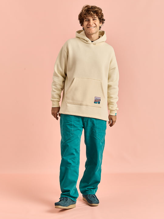 Front view of the Willow Hoodie in butter-yellow colour shown on a white background