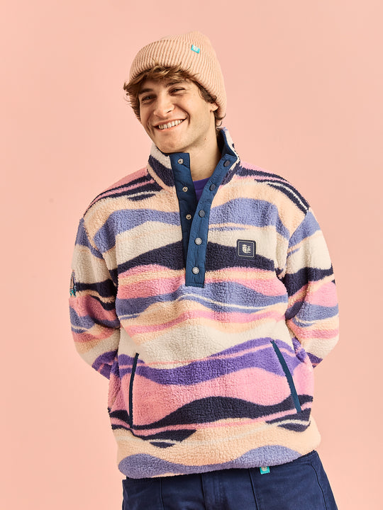 Charlie Retro Patroon Popper Neck Sherpa Fleece