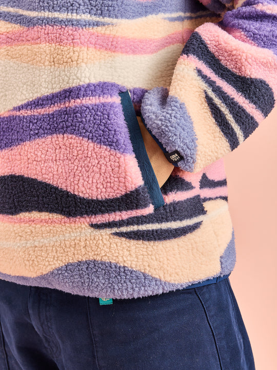 Charlie Retro Patroon Popper Neck Sherpa Fleece