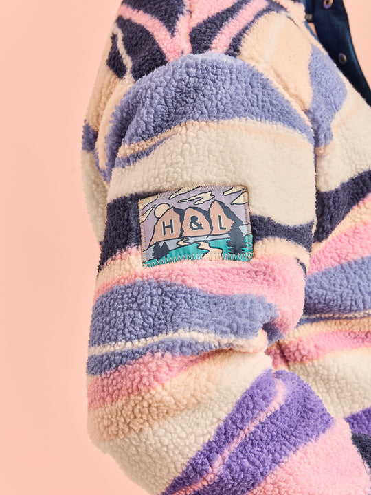 Charlie Retro Patroon Popper Neck Sherpa Fleece