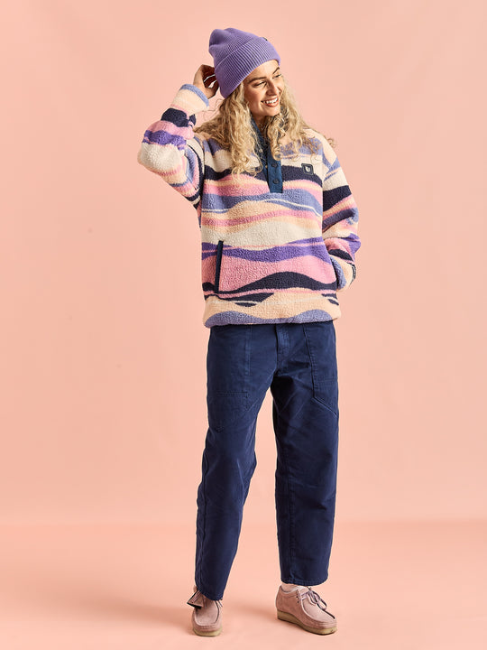 Charlie Retro Patroon Popper Neck Sherpa Fleece