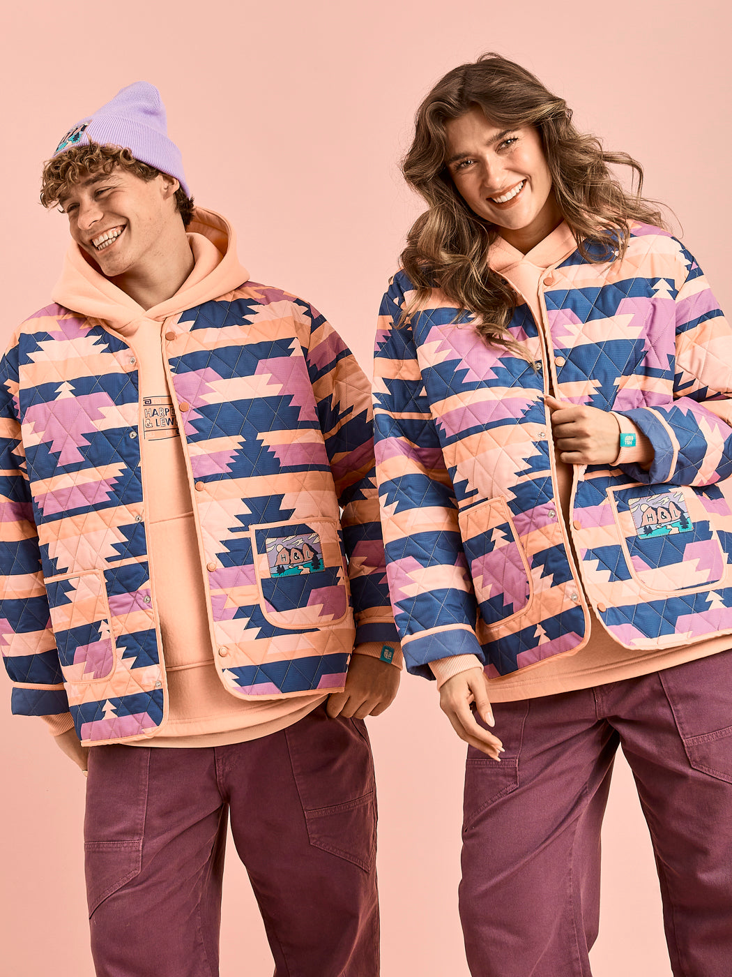 Zinnia Retro Pattern Quilted Jacket blends vintage charm with practical design