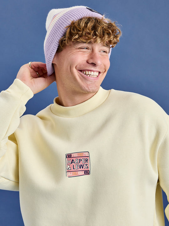 Detail shot of the Atlas sweat which is made from soft fleece-back jersey, this piece promises warmth with a cosy interior and a smooth finish.