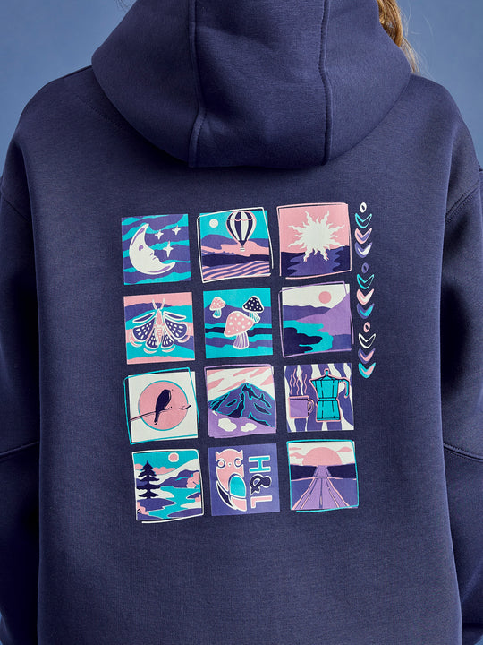 Detail shot of the back vintage inspired back graphic.