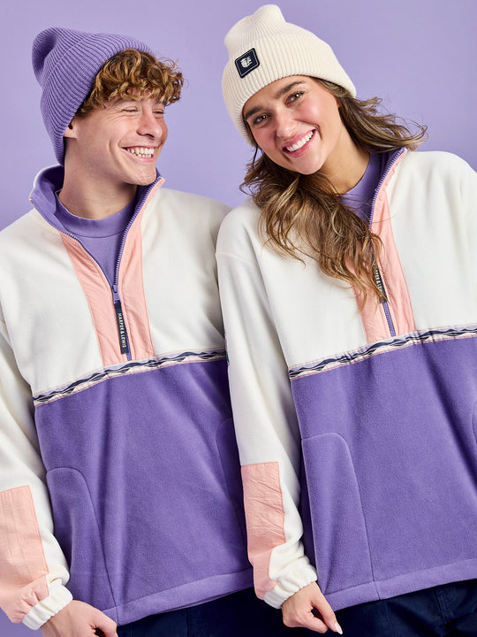 Both Models wearing the Tory 1/2 Zip Fleece.