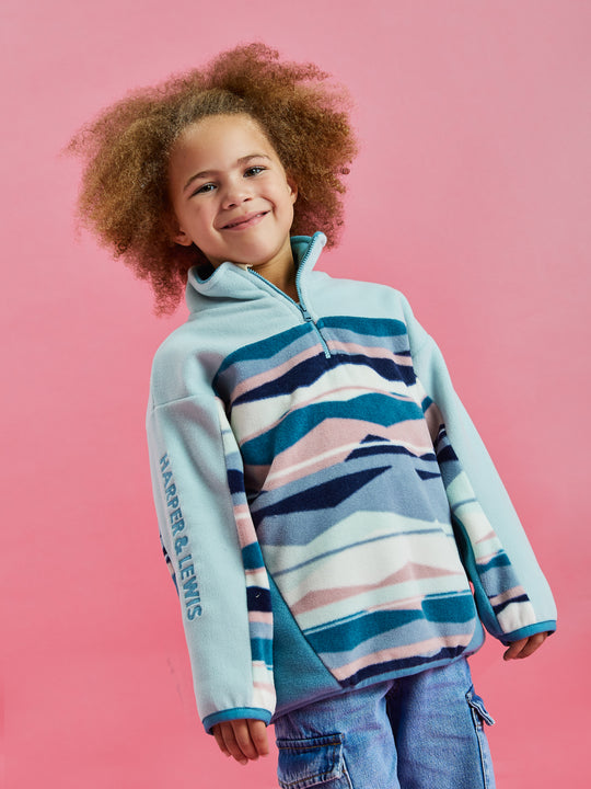 Kids Skyler Retro Pattern 1/4 Zip Fleece