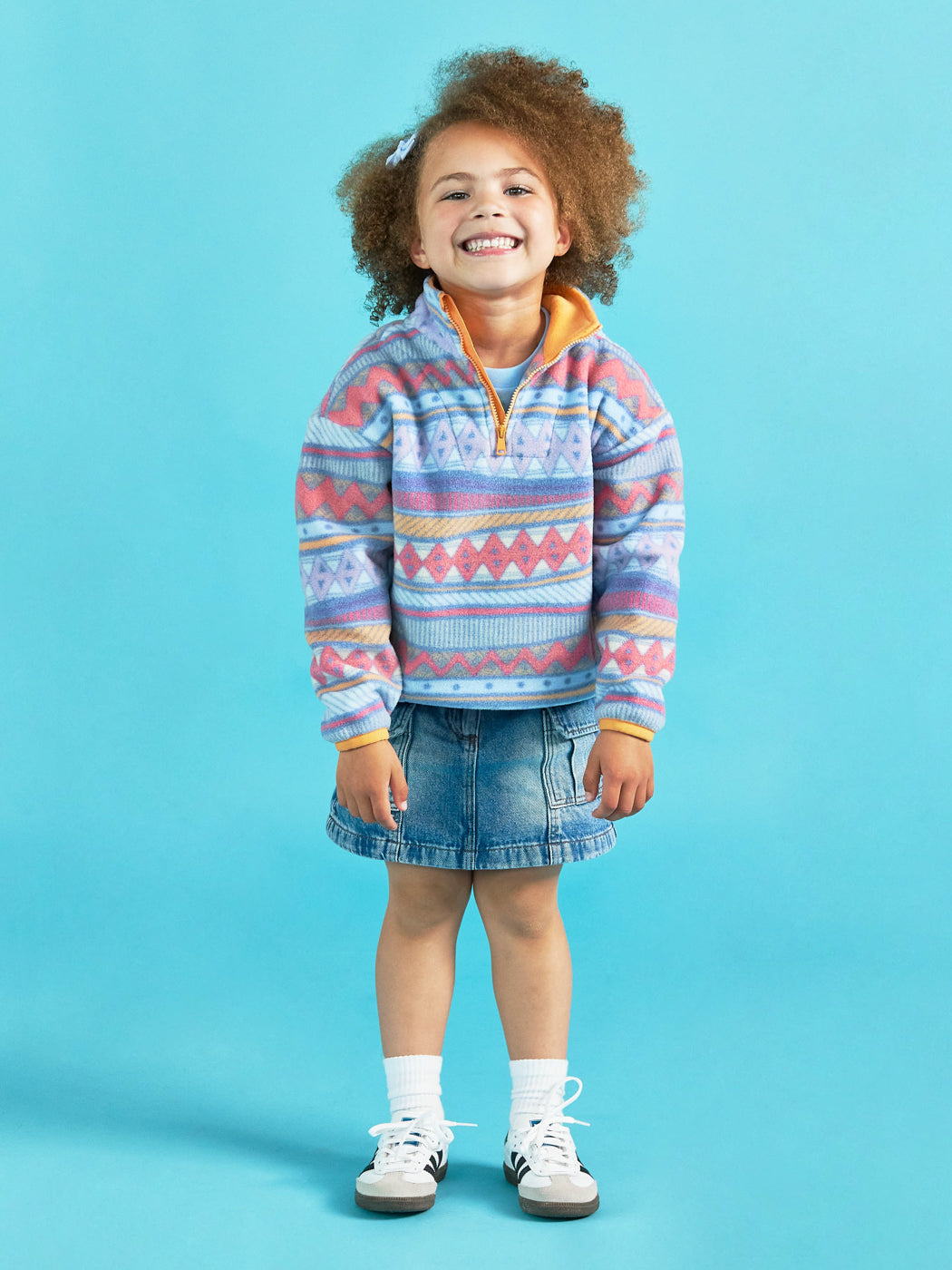 Kids Summi Retro Pattern 1/4 Zip Fleece