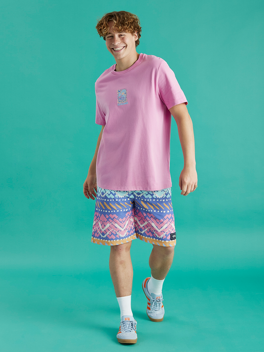 This unisex tshirt has set in sleeves and has a relaxed fit.