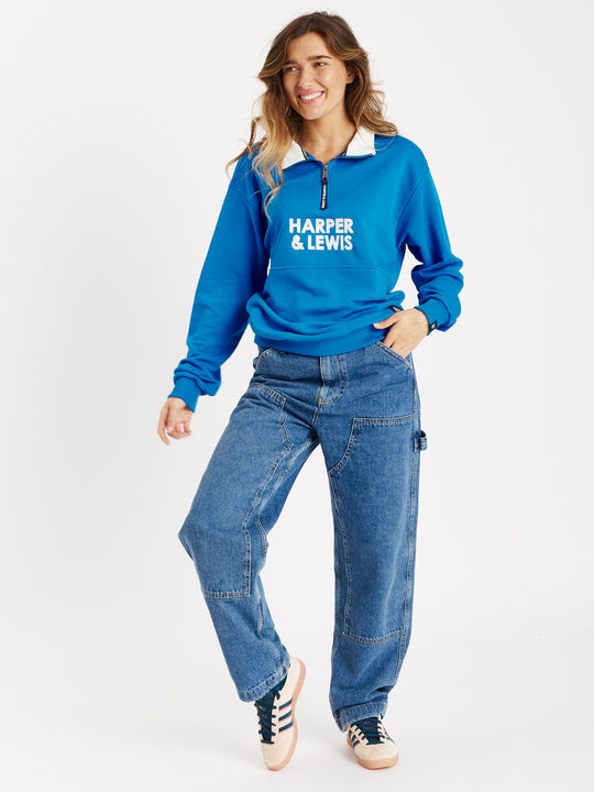 Sweet Pea 1/4 Zip Sweater Royal Blue