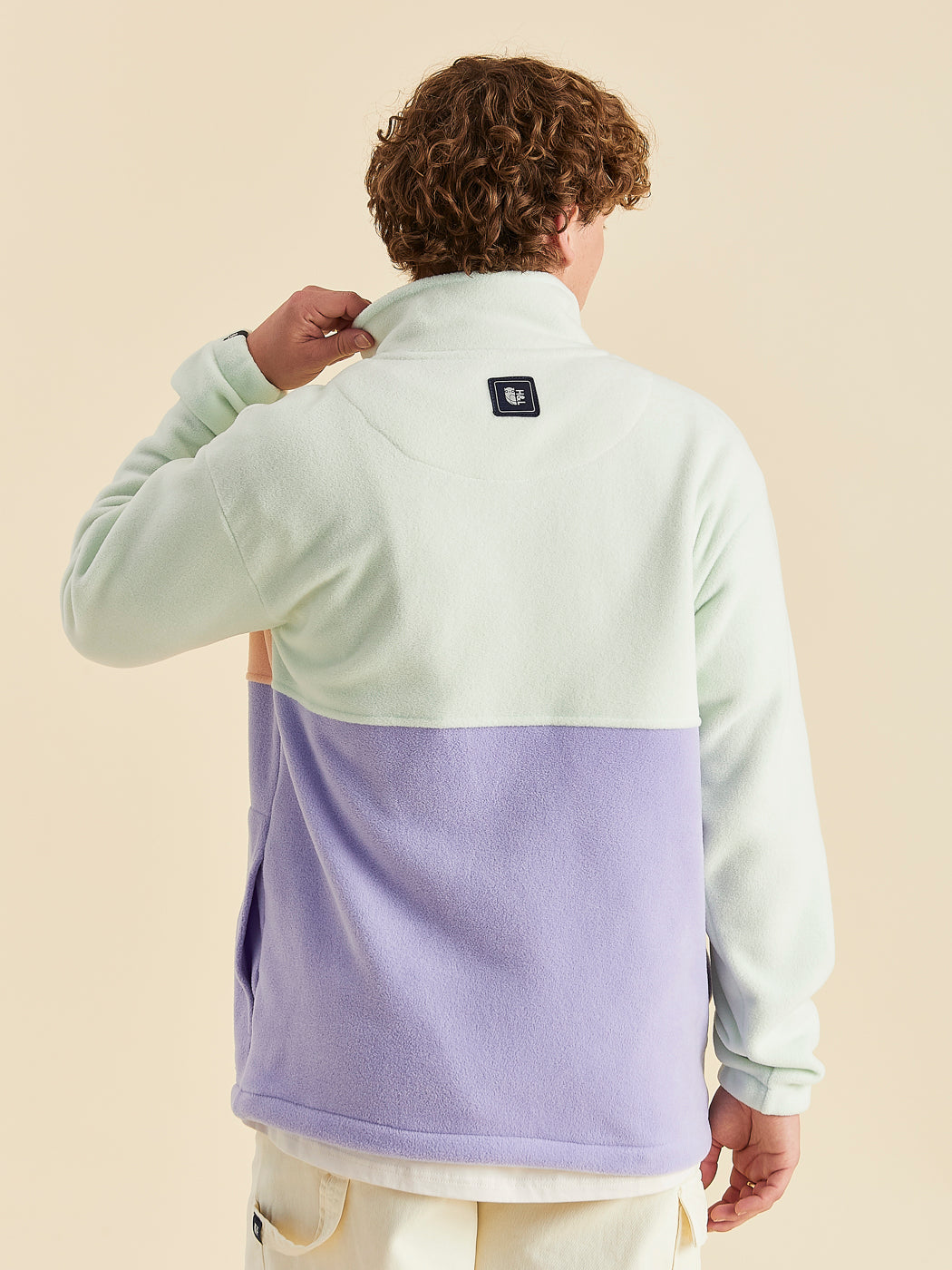 Quarter zip with Navy branded zip pull, with cream embroidered Harper & Lewis Logo, adding subtle details to warm fleece.