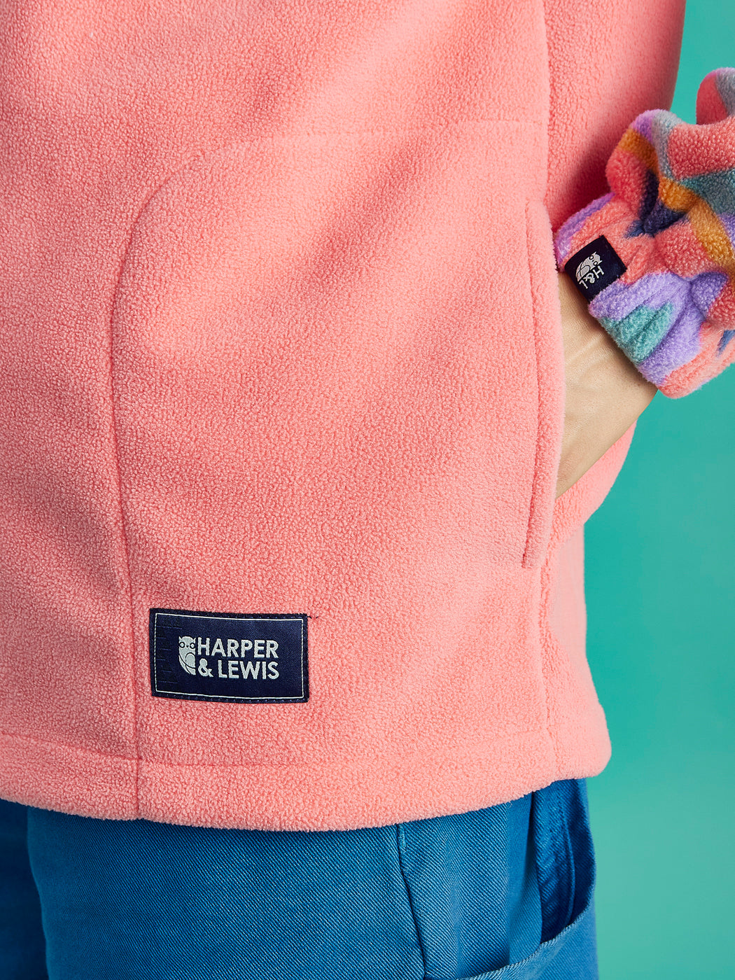 Polar Retro Pattern Popper Neck Fleece Aztec & Coral
