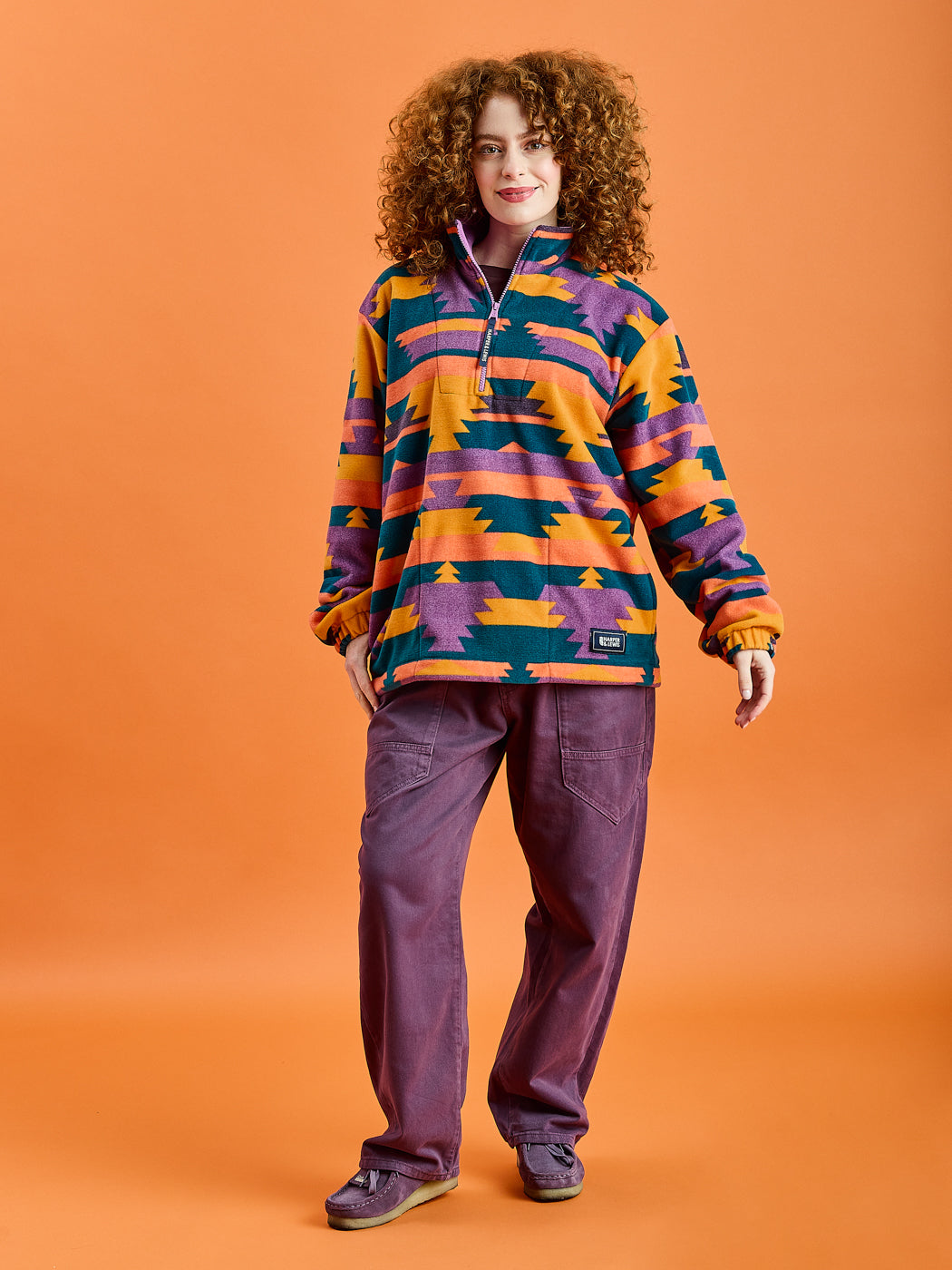 Raver Retro Pattern 1/4 Zip Fleece