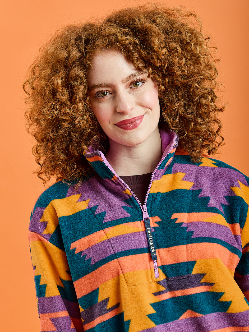 Raver Retro Pattern 1/4 Zip Fleece