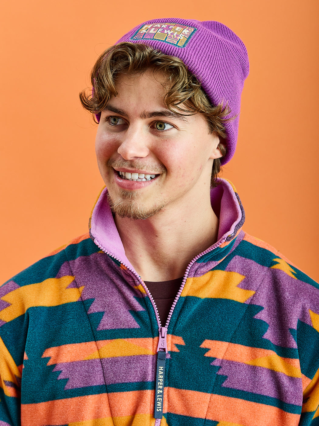 Raver Retro Pattern 1/4 Zip Fleece