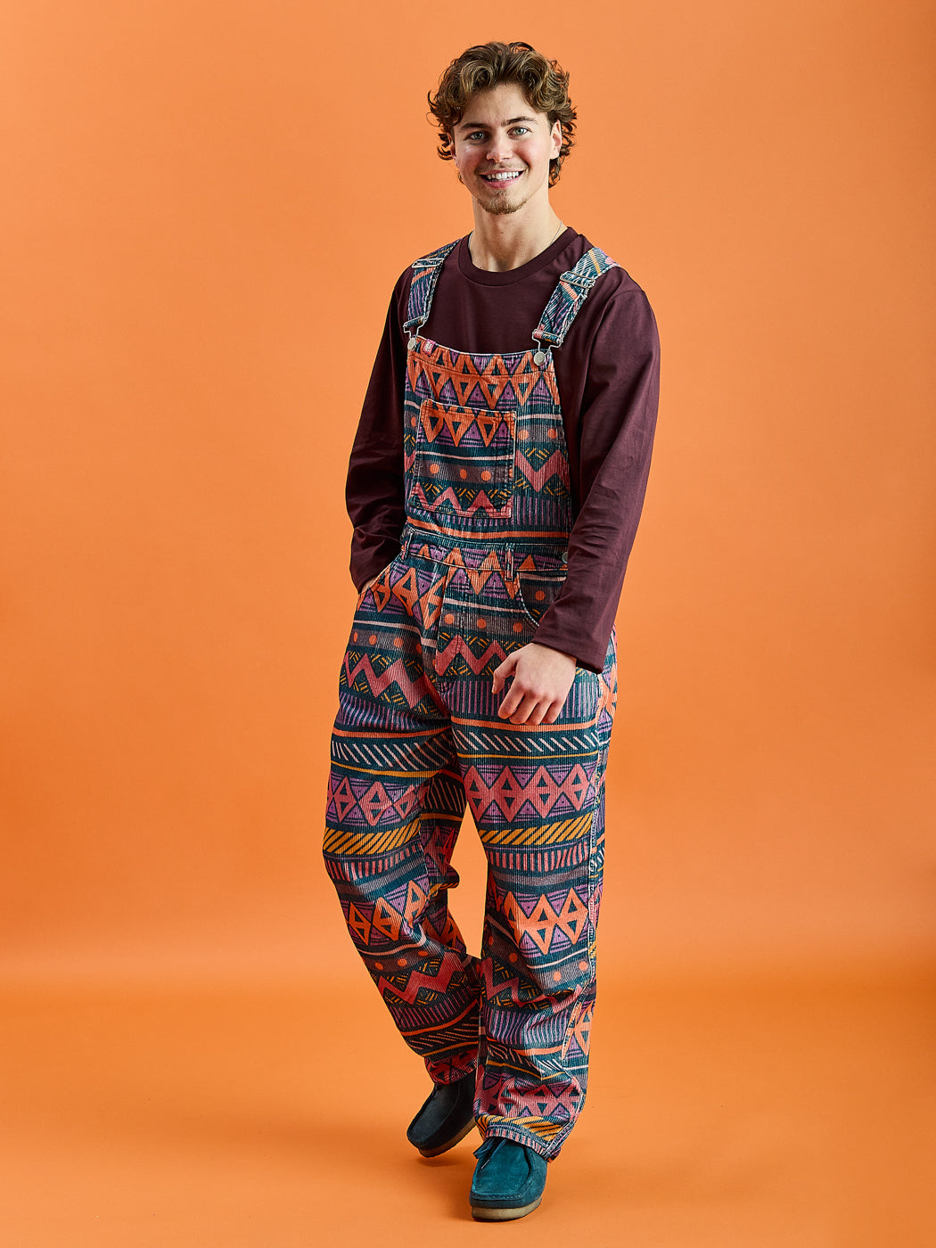 Lois Retro Pattern Corduroy Dungarees