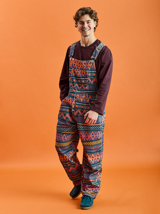 Lois Retro Pattern Corduroy Dungarees