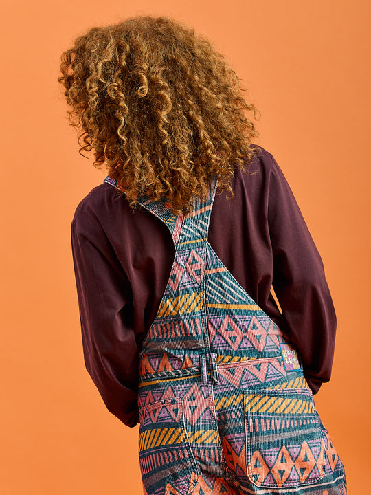 Lois Retro Pattern Corduroy Dungarees
