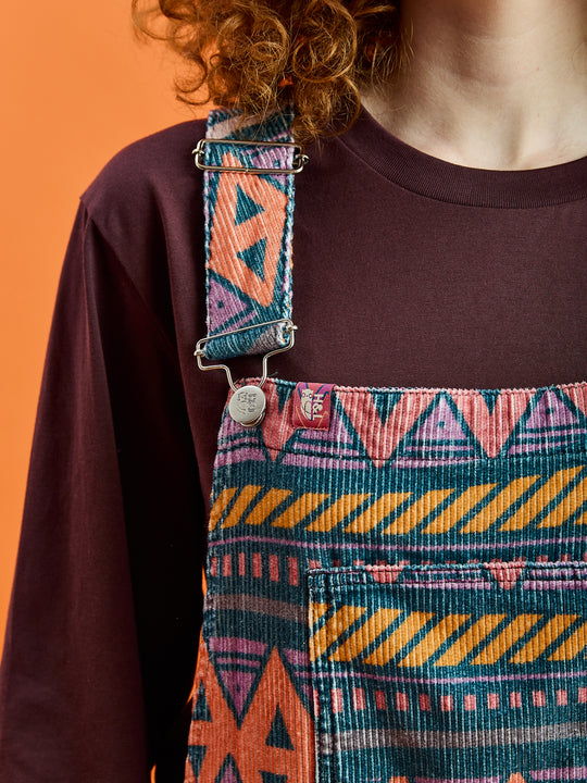 Lois Retro Pattern Corduroy Dungarees