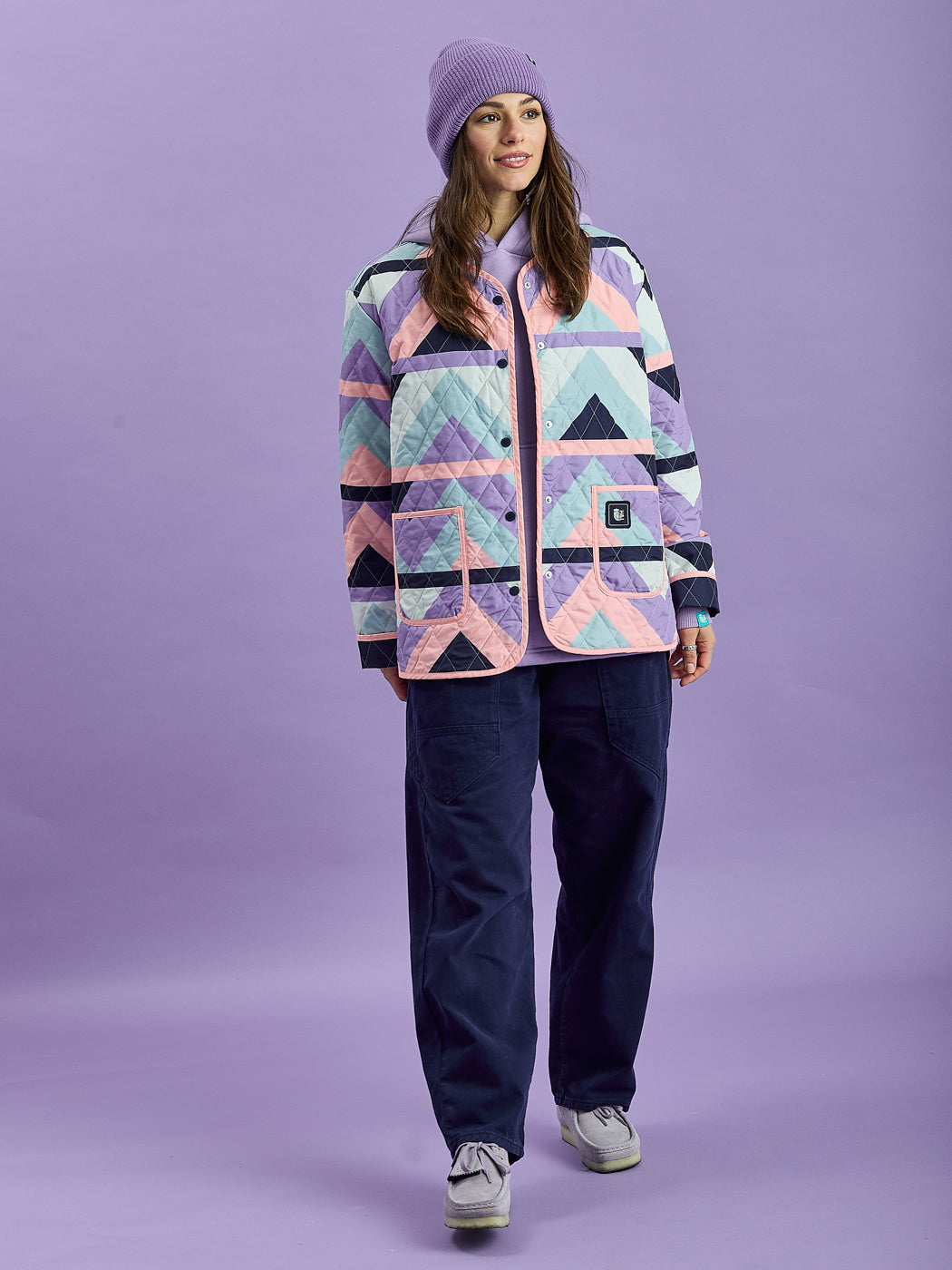 Zinnia Retro Pattern Quilted Jacket