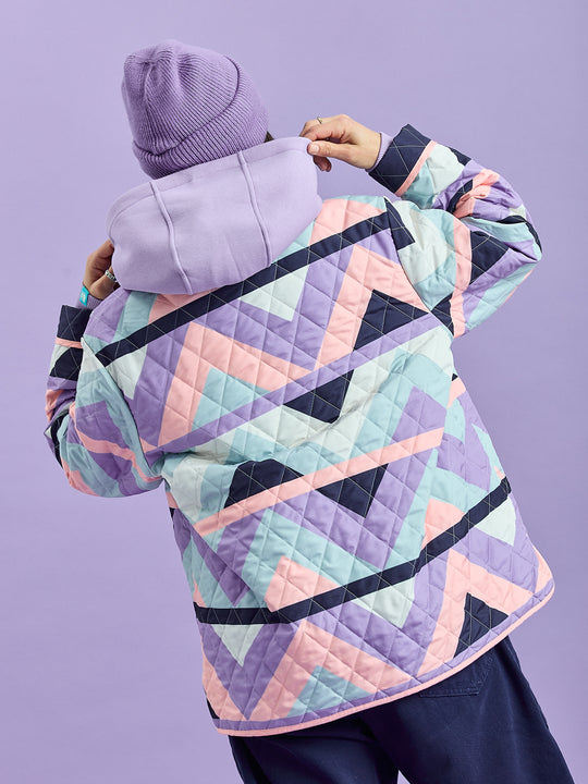 Zinnia Retro Pattern Quilted Jacket